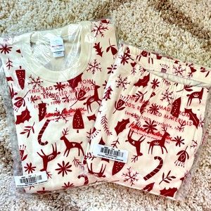 NWT Hanna Anderson Christmas Print Long Johns pajamas “Scandicane” print